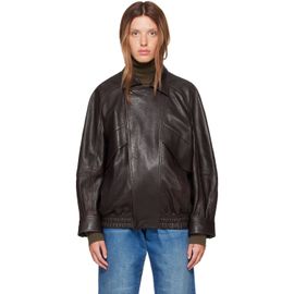 Nour Hammour Nour Hammour Brown Rafe Sculptural Leather Bomber Jacket