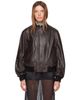 Nour Hammour Nour Hammour Brown Rios Leather Bomber Jacket - 1