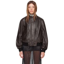 Nour Hammour Nour Hammour Brown Rios Leather Bomber Jacket