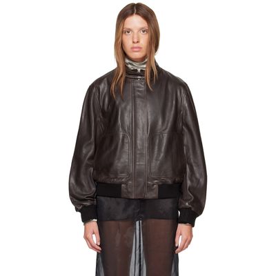 Nour Hammour Nour Hammour Brown Rios Leather Bomber Jacket