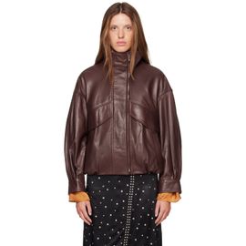 Nour Hammour Nour Hammour Brown Roland Leather Bomber Jacket
