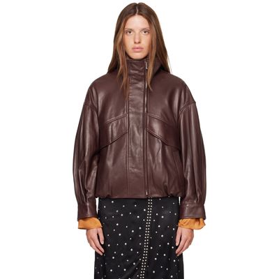Nour Hammour Nour Hammour Brown Roland Leather Bomber Jacket