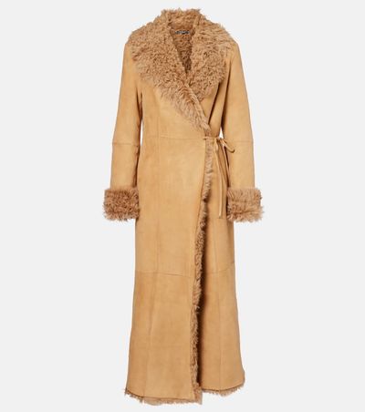 Nour Hammour Nour Hammour Joni shearling-lined suede wrap coat
