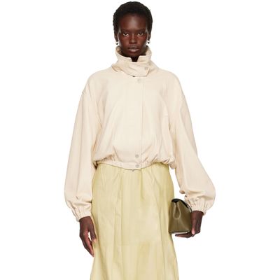 Nour Hammour Nour Hammour Off-White Pia Leather Bomber Jacket