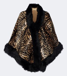Nour Hammour Nour Hammour Olympe printed shearling poncho