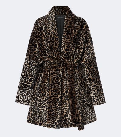 Nour Hammour Nour Hammour Raquel leopard-print shearling wrap coat