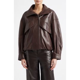 NOUR HAMMOUR NOUR HAMMOUR Roland Sculpted Leather Bomber Jacket