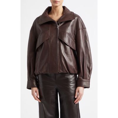 NOUR HAMMOUR NOUR HAMMOUR Roland Sculpted Leather Bomber Jacket