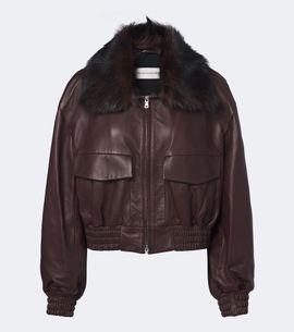 Nour Hammour Nour Hammour Shearling-trimmed leather blouson jacket
