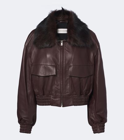 Nour Hammour Nour Hammour Shearling-trimmed leather blouson jacket