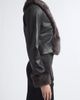 NOUR HAMMOUR NOUR HAMMOUR Sofie Leather Jacket with Genuine Shearling Trim - 3