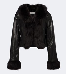 Nour Hammour Nour Hammour Sofie shearling-trimmed leather jacket