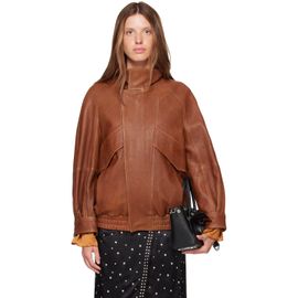 Nour Hammour Nour Hammour Tan Ariste Leather Bomber Jacket