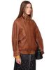 Nour Hammour Nour Hammour Tan Ariste Leather Bomber Jacket - 2