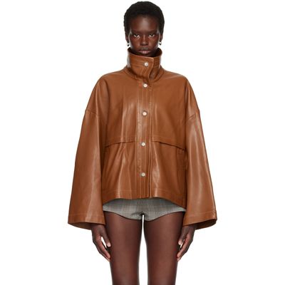 Nour Hammour Nour Hammour Tan Park Leather Jacket