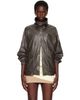 Nour Hammour Nour Hammour Taupe Anorak Leather Jacket - 1