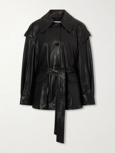 NOUR HAMMOUR Perrin belted full-grain jacket
