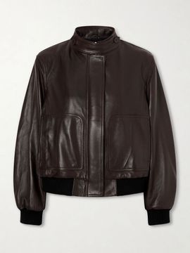 NOUR HAMMOUR Rios ribbed leather bomber jacket