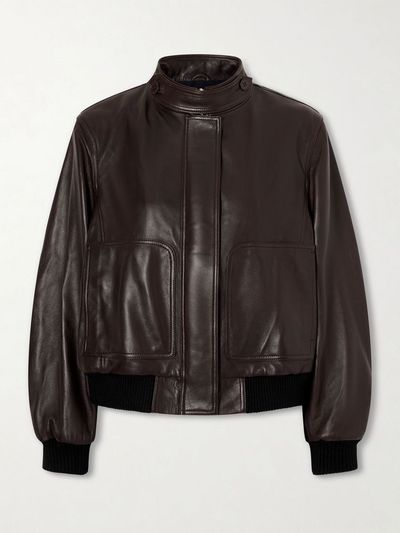 NOUR HAMMOUR Rios ribbed leather bomber jacket