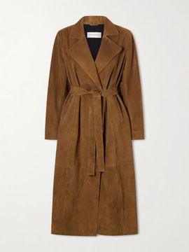 NOUR HAMMOUR Winona belted suede long coat