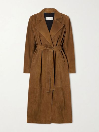NOUR HAMMOUR Winona belted suede long coat