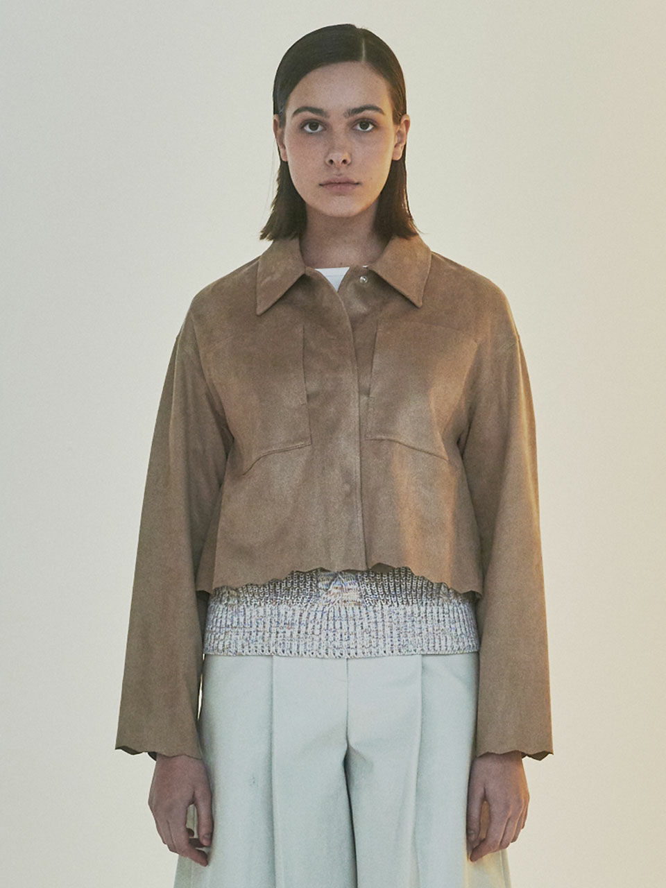 NOWANDTOMORROW W Suede Cropped Jacket