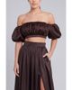 nuaje nuaje nuaje nuaje Isabelle Cotton Silk Off-Shoulder Crop Top - 1