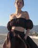 nuaje nuaje nuaje nuaje Isabelle Cotton Silk Off-Shoulder Crop Top - 2