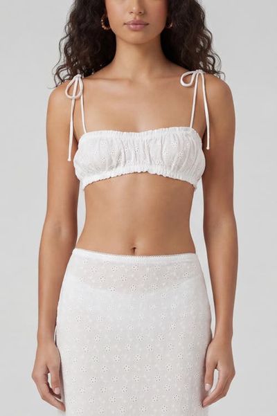 nuaje nuaje nuaje nuaje Lacey Shirred Cotton Eyelet Bandeau
