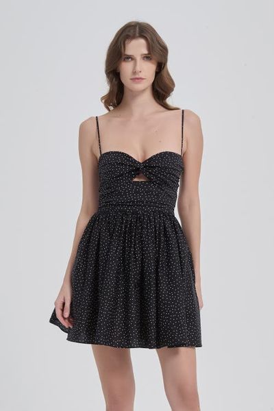 nuaje nuaje nuaje nuaje Reverie Twist Front Ruched Cotton Mini Dress