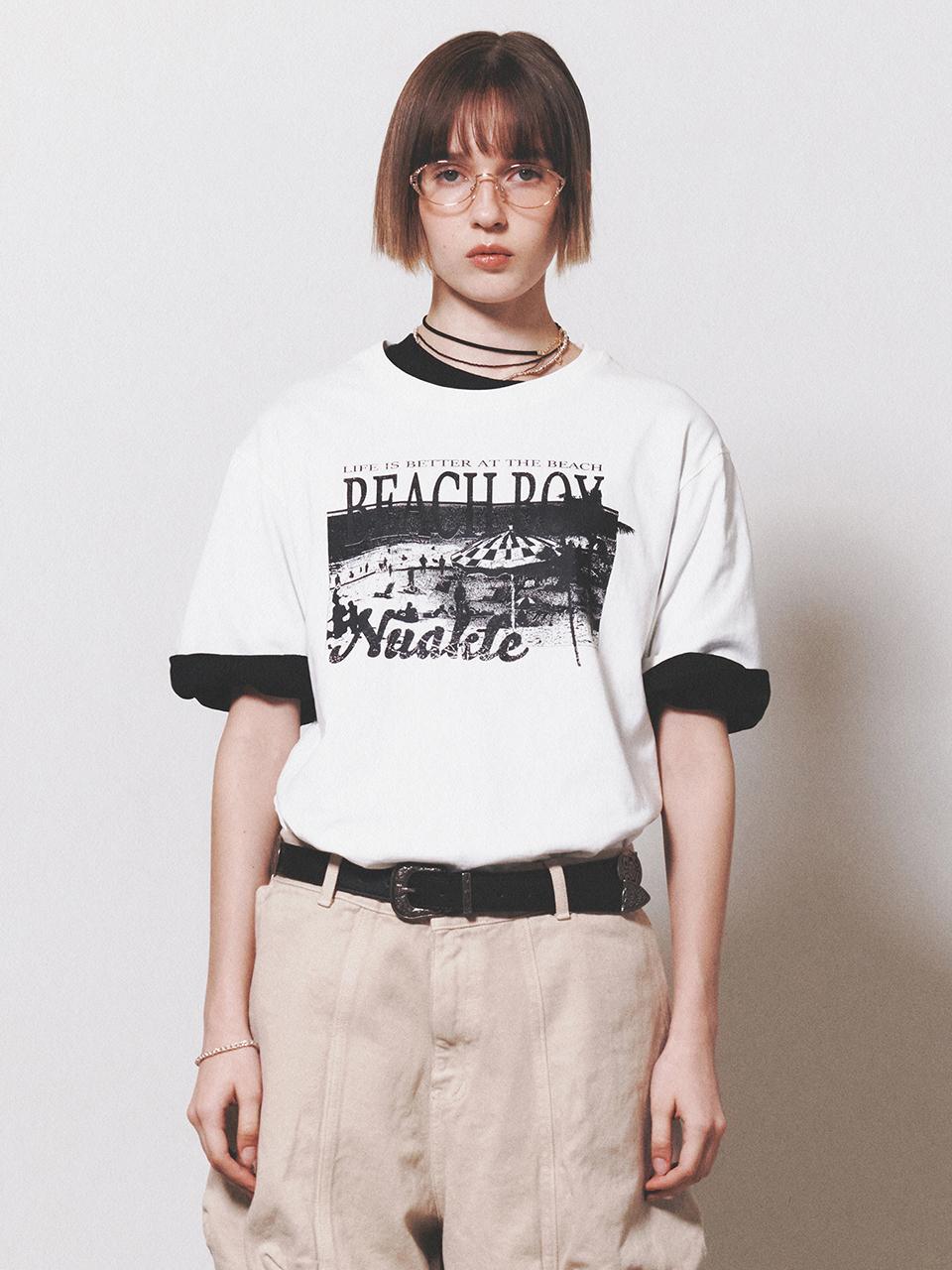 NUAKLE Beach Boy Short Sleeve T-shirt_White