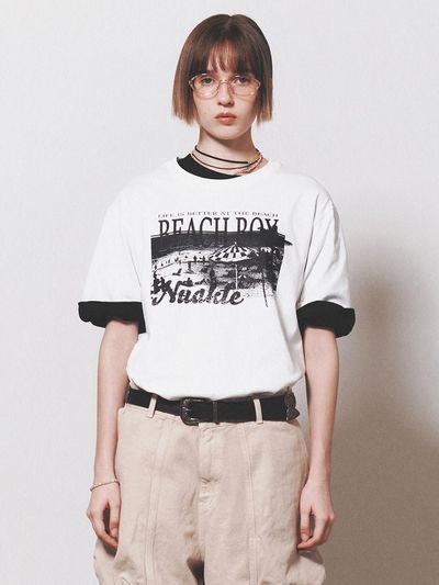 NUAKLE Beach Boy Short Sleeve T-shirt_White