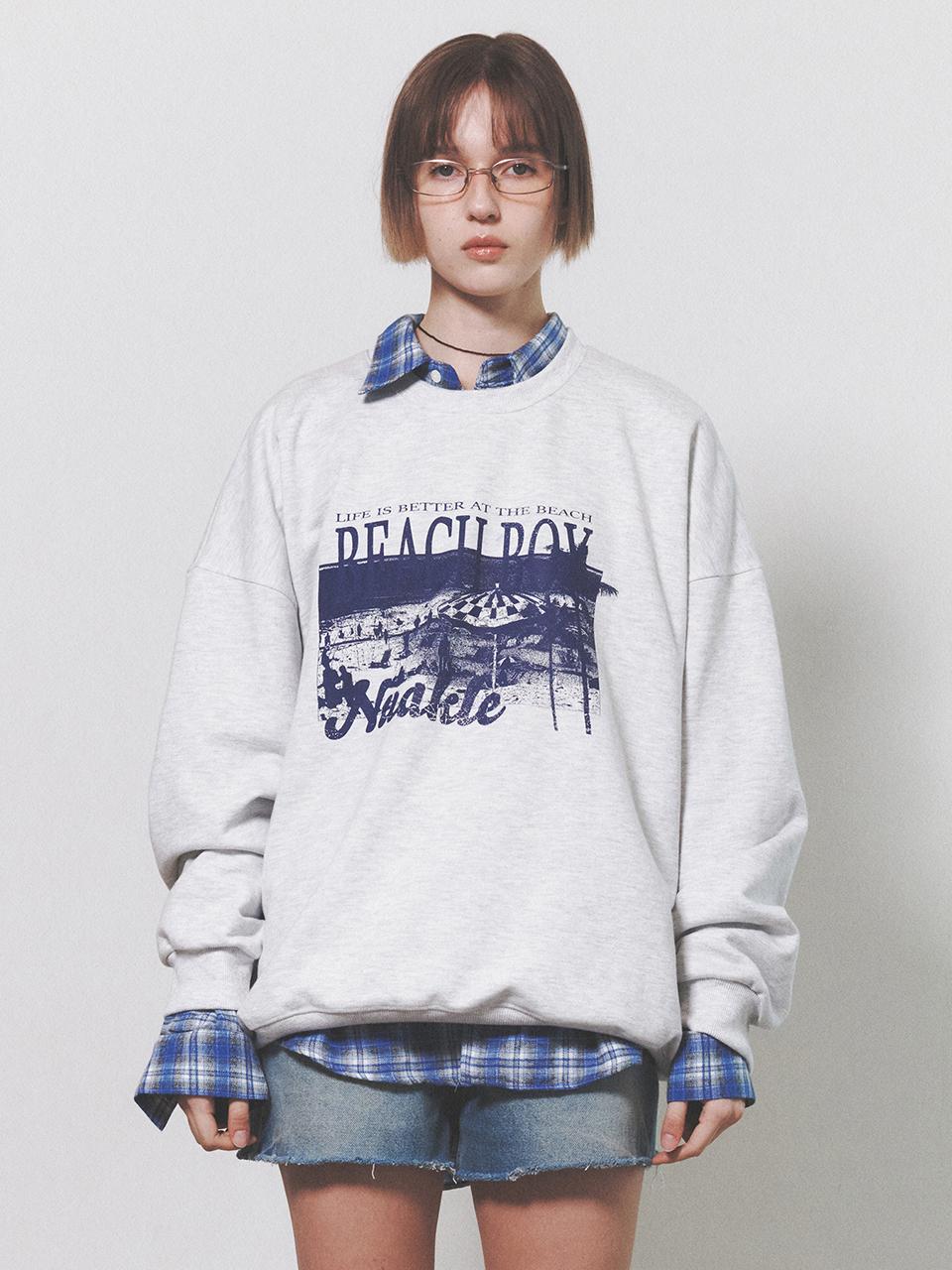 NUAKLE Beach Boy Sweatshirt_White Melange