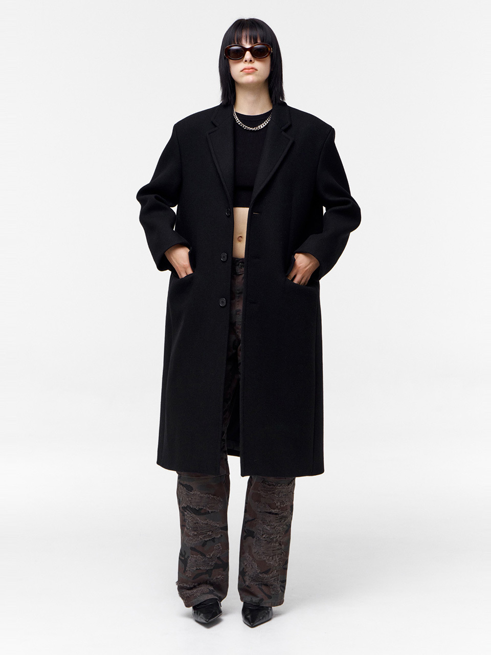 NUAKLE Oversized Single Coat _ Black