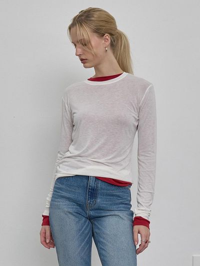 NUAKLE slim silk t-shirt_white