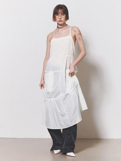 NUAKLE String Pocket Sleeveless Dress