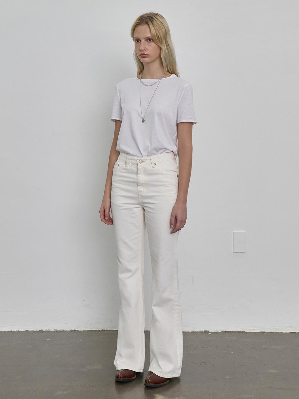 NUAKLE western slim bootcut denim_white