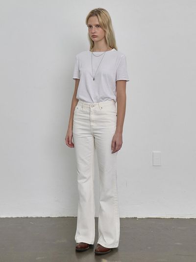 NUAKLE western slim bootcut denim_white
