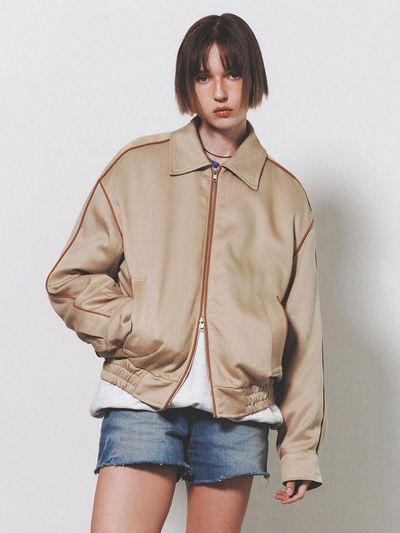 NUAKLE Wool Piping Collar Jacket_Beige