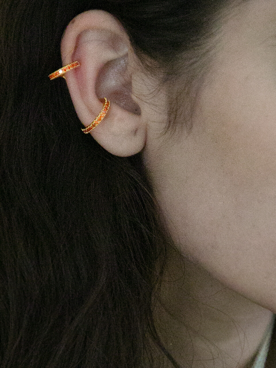 nuavo Orange Diamond Cuff Earrings