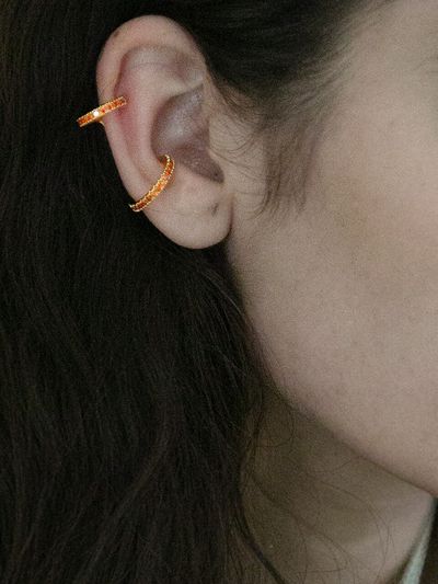 nuavo Orange Diamond Cuff Earrings