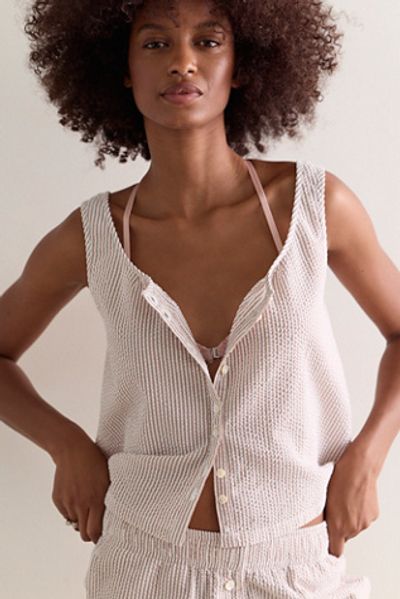 Nudea Nudea Cotton Seersucker Button-Down Tank