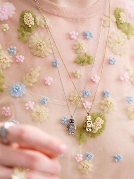 NUMBERING Robot Pendant Necklace (#5774)