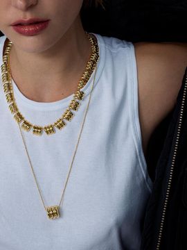 NUMBERING Triple Pipe Pendant Necklace (#5737)