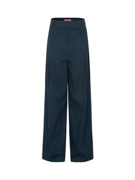 NUMERO SETTE Cotton Pleated Wide-leg Pants [Navy]