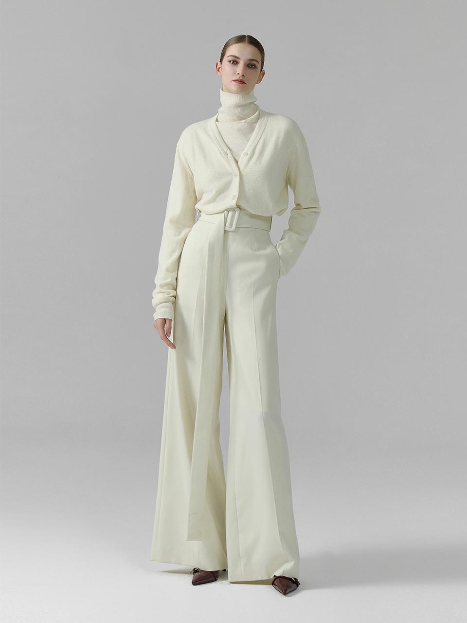 NUMERO SETTE High Waist Belted Wide Pants