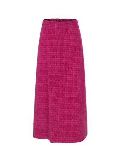 NUMERO SETTE High Waist H Line Tweed Skirt [Pink]