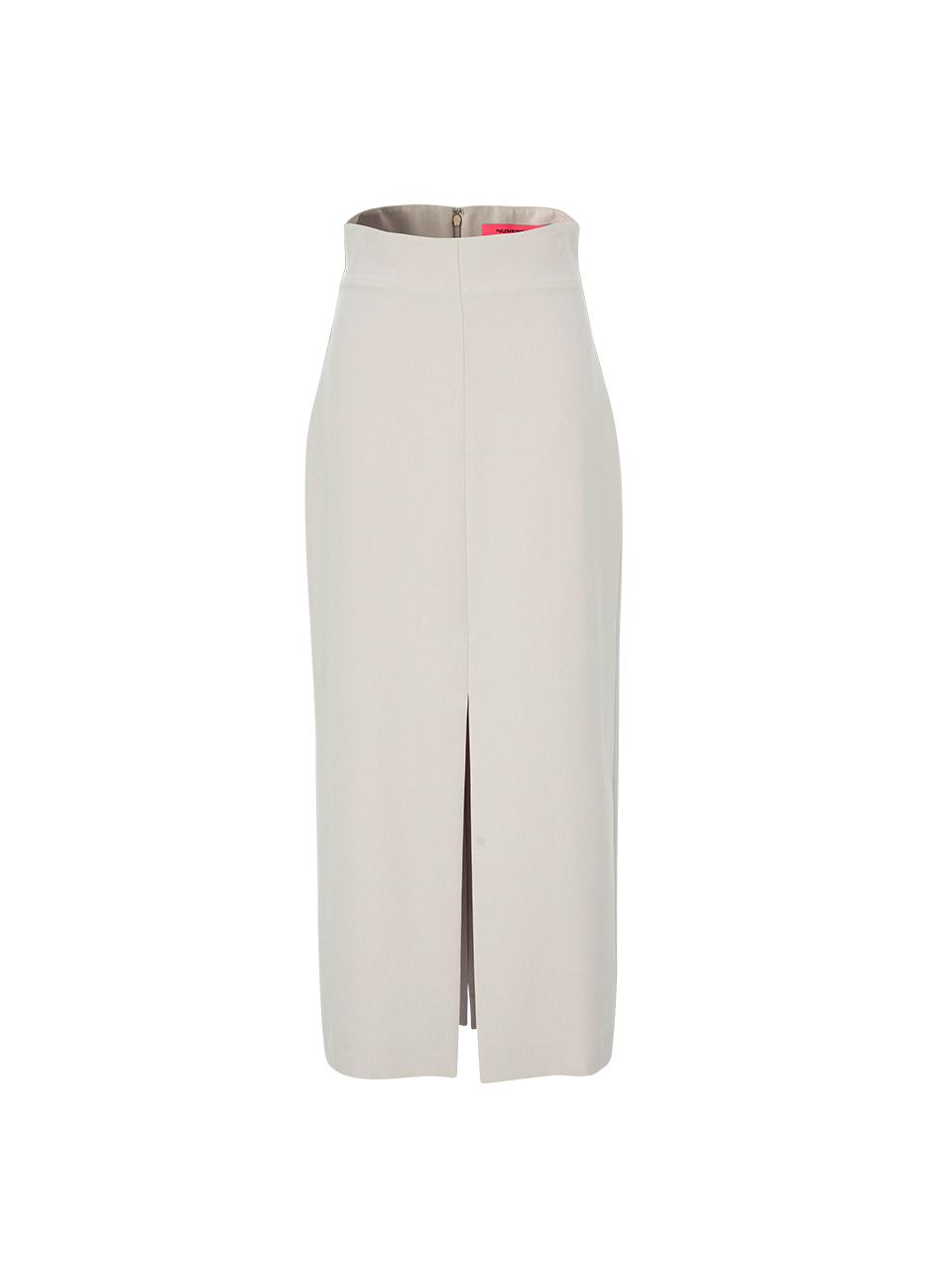 NUMERO SETTE High Waist Slim Fit H-Line Skirt [Beige]