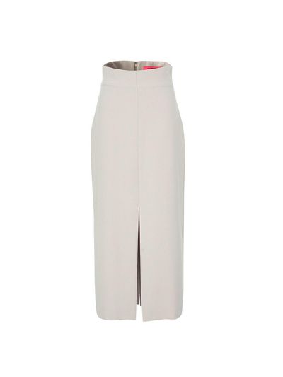NUMERO SETTE High Waist Slim Fit H-Line Skirt [Beige]