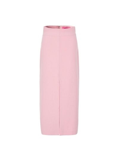 NUMERO SETTE High Waist Slit H-line Pencil Skirt [Pink]